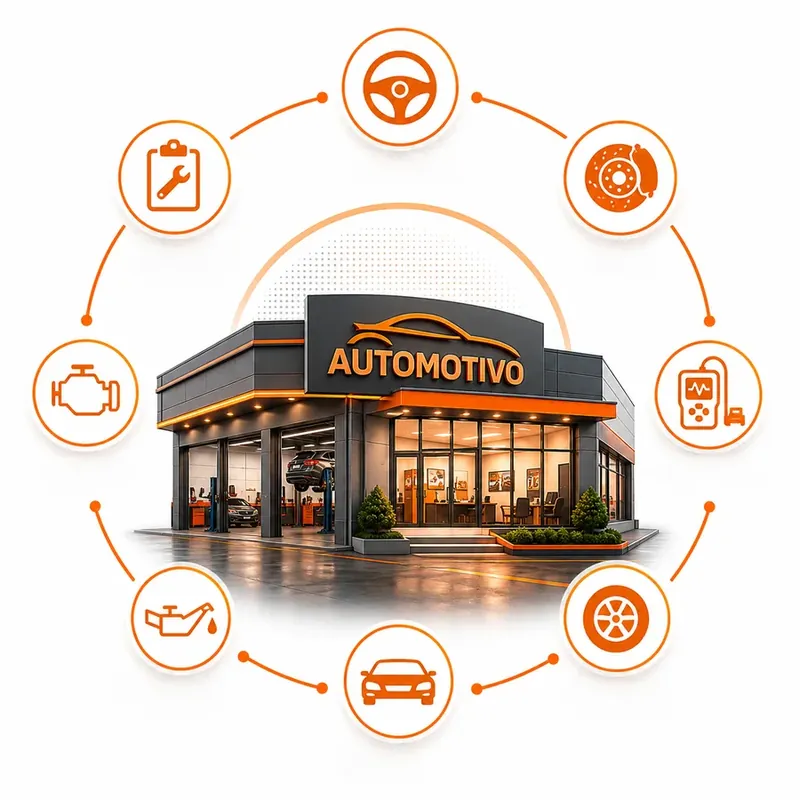 Concessionária automotiva — vendas, oficina, diagnóstico, pneus, motor, revisão e atendimento